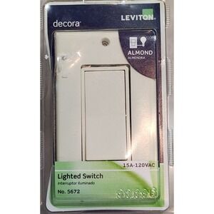 Leviton Push On/Off  Light Switch 15A/120VAC - Light Almond 5672 SEALED